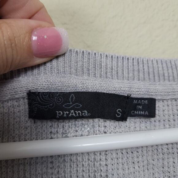 Prana Womens Beige Cotton Blend Knit V Neck Long Sleeve Pullover Sweater Size S - Picture 5 of 9